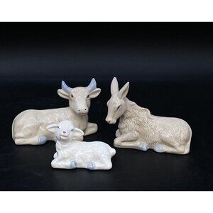 International Bazaar Pastel Nativity Donkey Cow Lamb Replacement Pieces LOT 3